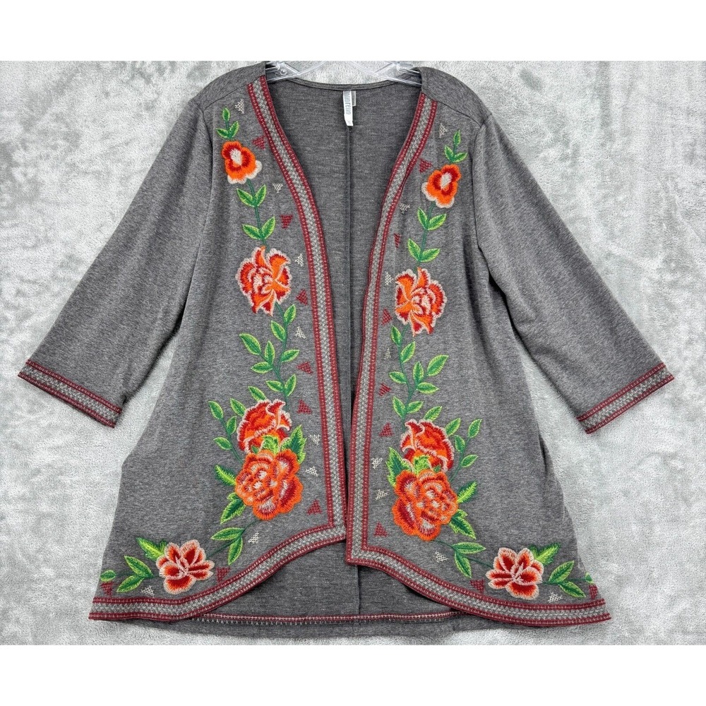 Monoreno Sweater Womens Small Floral Embroidered Cottage Festival Boho Topper‎